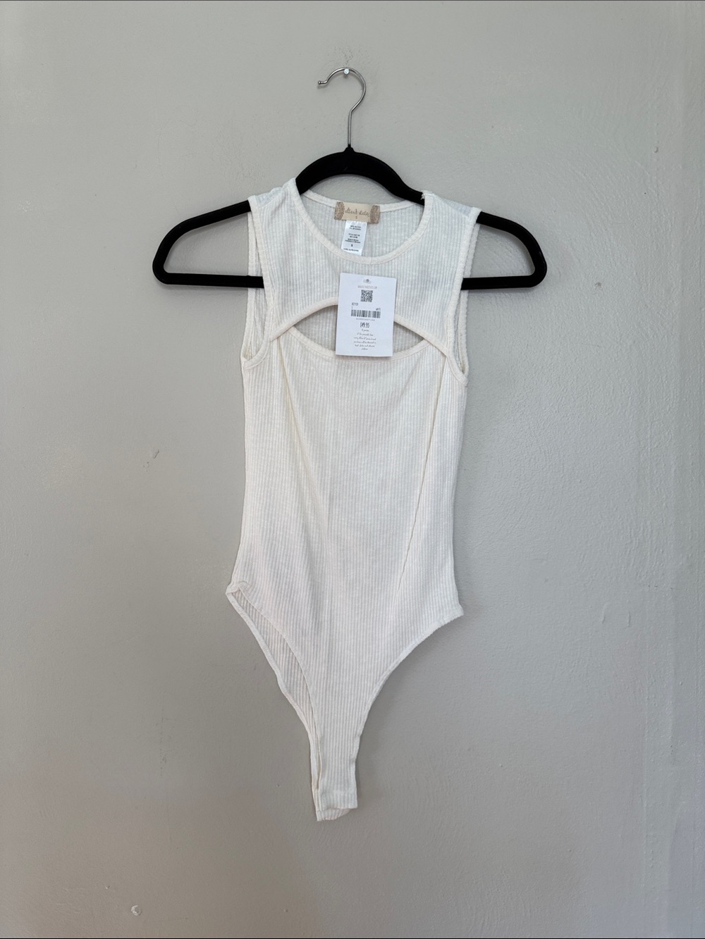 NWT Altar'd State Cream Ribbed Cutout Tank Bodysuit - women’s small